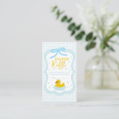 Water Droplets Gingham Baby Shower Diaper Raffle Informatiekaartje (Staand voorkant)