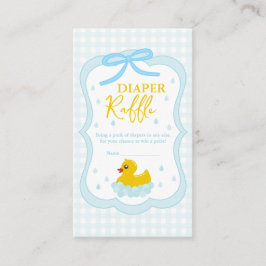 Water Droplets Gingham Baby Shower Diaper Raffle Informatiekaartje