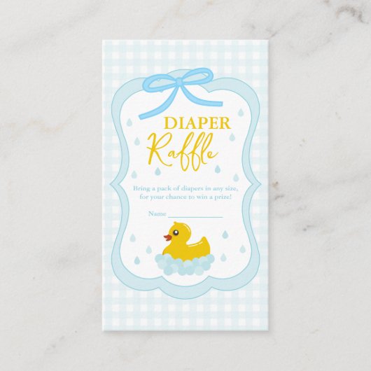Water Droplets Gingham Baby Shower Diaper Raffle Informatiekaartje (Voorkant)
