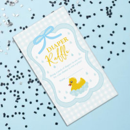 Water Droplets Gingham Baby Shower Diaper Raffle Informatiekaartje