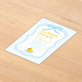 Water Droplets Gingham Boy Baby Shower Acryl Uitnodigingen (Laagn)