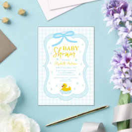 Water Droplets Gingham Boy Baby Shower Acryl Uitnodigingen