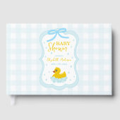 Water Droplets Gingham Boy Baby Shower Gastenboek (Voorkant)