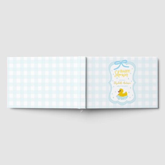 Water Droplets Gingham Boy Baby Shower Gastenboek (Volledig)