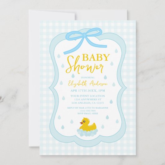 Water Droplets Gingham Boy Baby Shower Kaart (Voorkant)