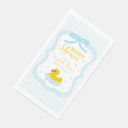 Water Droplets Gingham Boy Baby Shower Napkins Servet (Hoek)