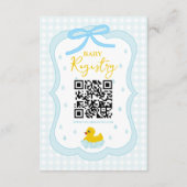 Water Droplets Gingham Boy Baby Shower Registry Informatiekaartje (Voorkant)