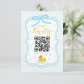 Water Droplets Gingham Boy Baby Shower Registry Informatiekaartje (Staand voorkant)
