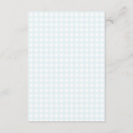 Water Droplets Gingham Boy Baby Shower Registry Informatiekaartje (Achterkant)