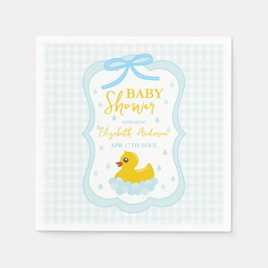 Water Droplets Gingham Boy Baby Shower Servet (Voorkant)