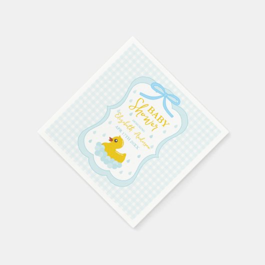 Water Droplets Gingham Boy Baby Shower Servet (Hoek)
