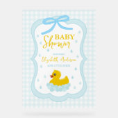 Water Droplets Gingham Boy Baby Shower Welcome Acryl Bord (Voorkant)