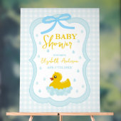 Water Droplets Gingham Boy Baby Shower Welcome Acryl Bord (Neutraal)