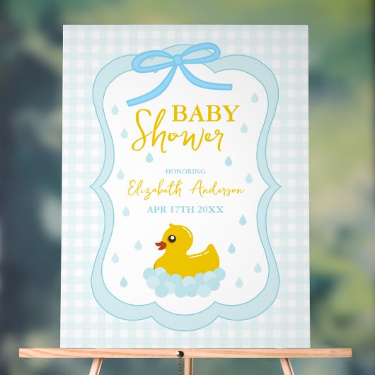 Water Droplets Gingham Boy Baby Shower Welcome Acryl Bord (Neutraal)