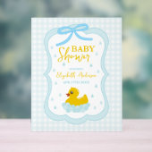 Water Droplets Gingham Boy Baby Shower Welcome Acryl Bord (Neutraal)