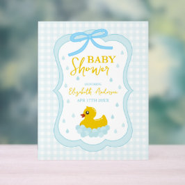 Water Droplets Gingham Boy Baby Shower Welcome Acryl Bord