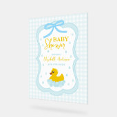 Water Droplets Gingham Boy Baby Shower Welcome Acryl Bord (Hoek)