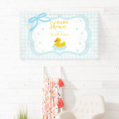 Water Droplets Gingham Boy Baby Shower Welcome Spandoek (Insitu)