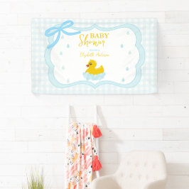 Water Droplets Gingham Boy Baby Shower Welcome Spandoek