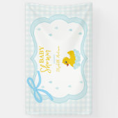 Water Droplets Gingham Boy Baby Shower Welcome Spandoek (Verticaal)