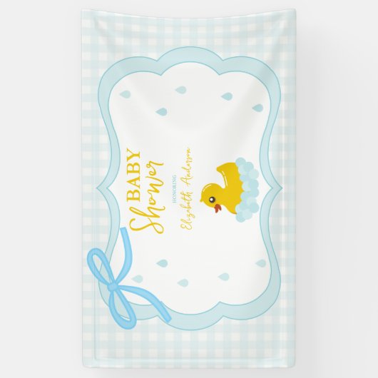 Water Droplets Gingham Boy Baby Shower Welcome Spandoek (Verticaal)