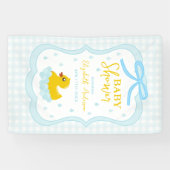 Water Droplets Gingham Boy Baby Shower Welcome Spandoek (Horizontaal)