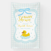 Water Droplets Gingham Boy Baby Shower Welcome Spandoek (Verticaal)