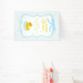 Water Droplets Gingham Boy Baby Shower Welcome Spandoek (Insitu)