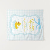 Water Droplets Gingham Boy Baby Shower Welcome Wandkleed (Voorkant (horizontaal))