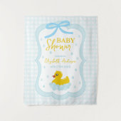 Water Droplets Gingham Boy Baby Shower Welcome Wandkleed (Voorkant)