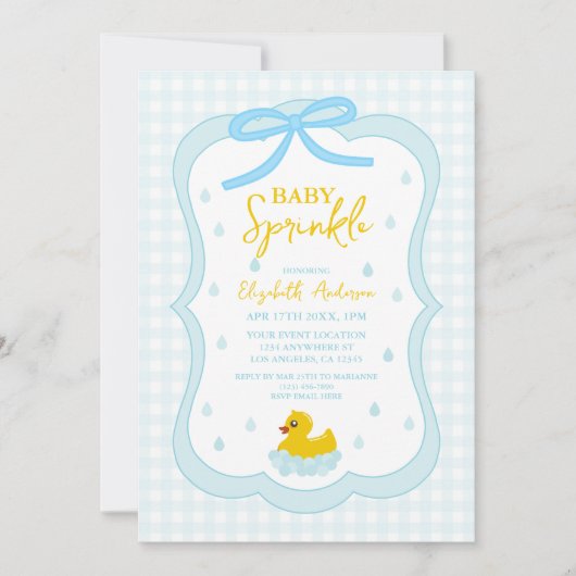 Water Droplets Gingham Boy Baby Sprinkle Kaart (Voorkant)