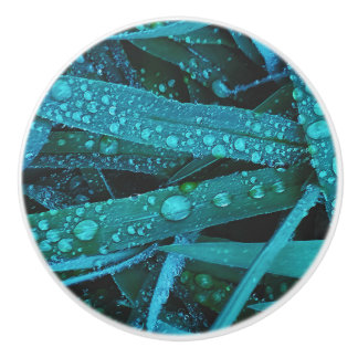 Water Drops Along the Grass Keramische Knop