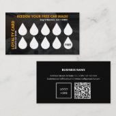 Water Drops Car Wash QR Code Loyalty Kaart (Voorkant / Achterkant)