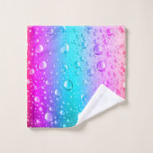 Water Drops Hot Pink & Aqua Blue Gradient Bad Handdoek (Wasdoekje)
