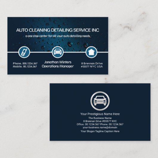 Water druppel speciaal pictogram Grens Automobiela Visitekaartje (Voorkant / Achterkant)