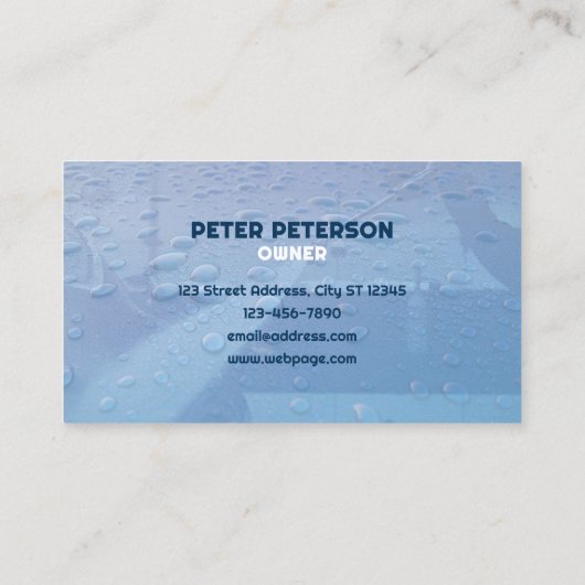 Water druppels druk wassen visitekaartje (Achterkant)