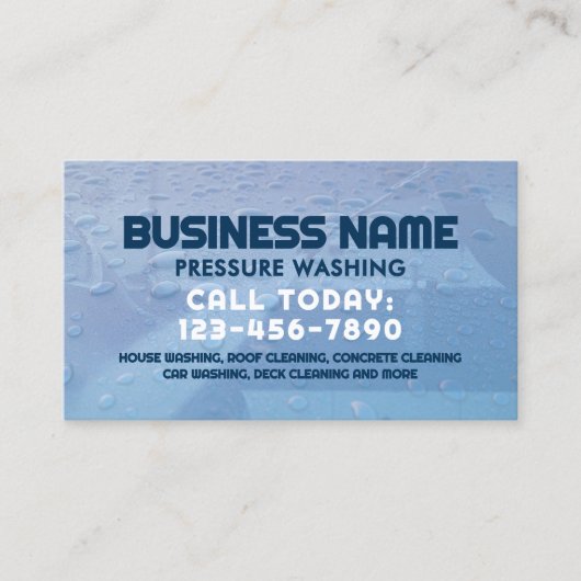 Water druppels druk wassen visitekaartje (Voorkant)