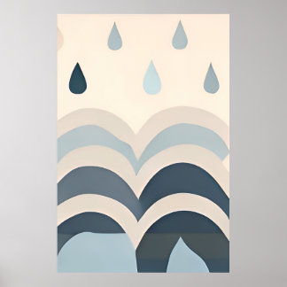 Water druppels minimalistische abstracte acryl kun poster