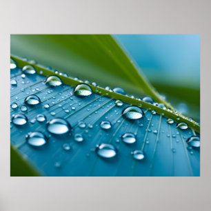 Water druppels op bladeren poster