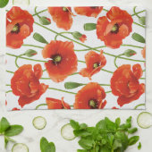 water druppelt op schattige papavers theedoek (Gevouwen)