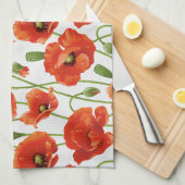 water druppelt op schattige papavers theedoek (Quarter Fold)