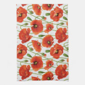 water druppelt op schattige papavers theedoek (Verticaal)