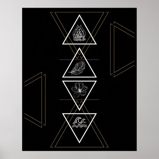 Water Earth Air Fire Vier Elements Poster (Voorkant)
