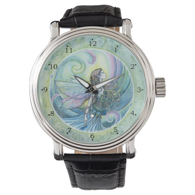 Water Element Fairy Fantasy Art Horloge (Voorkant)