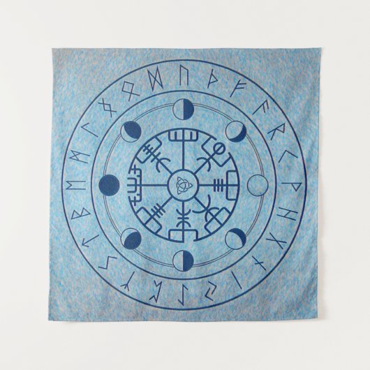 Water Element Norse runt Altar Cloth - Tarot Clot Wandkleed (Voorkant (horizontaal))