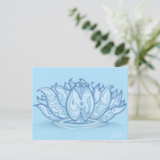 Water Elemental Lotus Briefkaart (Staand voorkant)