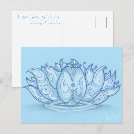 Water Elemental Lotus Briefkaart (Voorkant / Achterkant)
