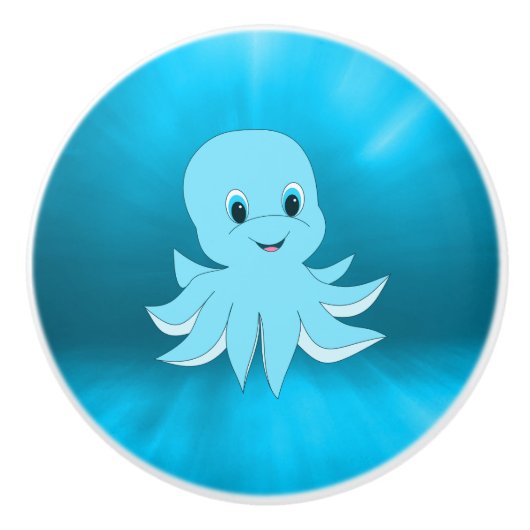 Water en Baby octopus Keramische Knop (Voorkant)