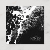 Water en steen Abstract zwart en wit ID793 Vierkante Visitekaartje (Voorkant)