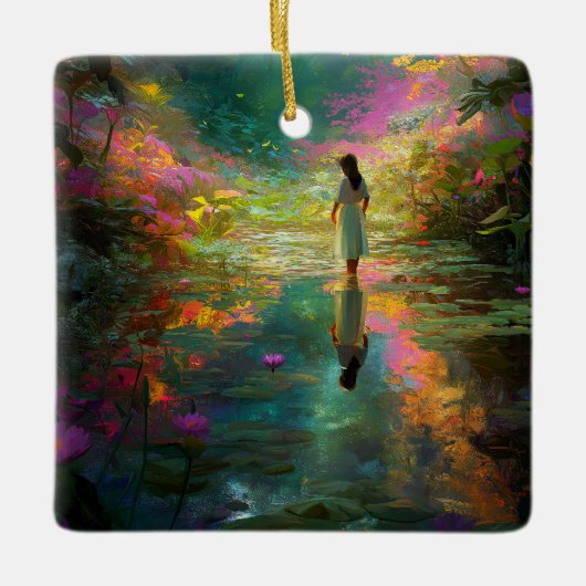 Water Fairy with Soft Pastels and Water Lilies Keramisch Ornament (Voorkant)
